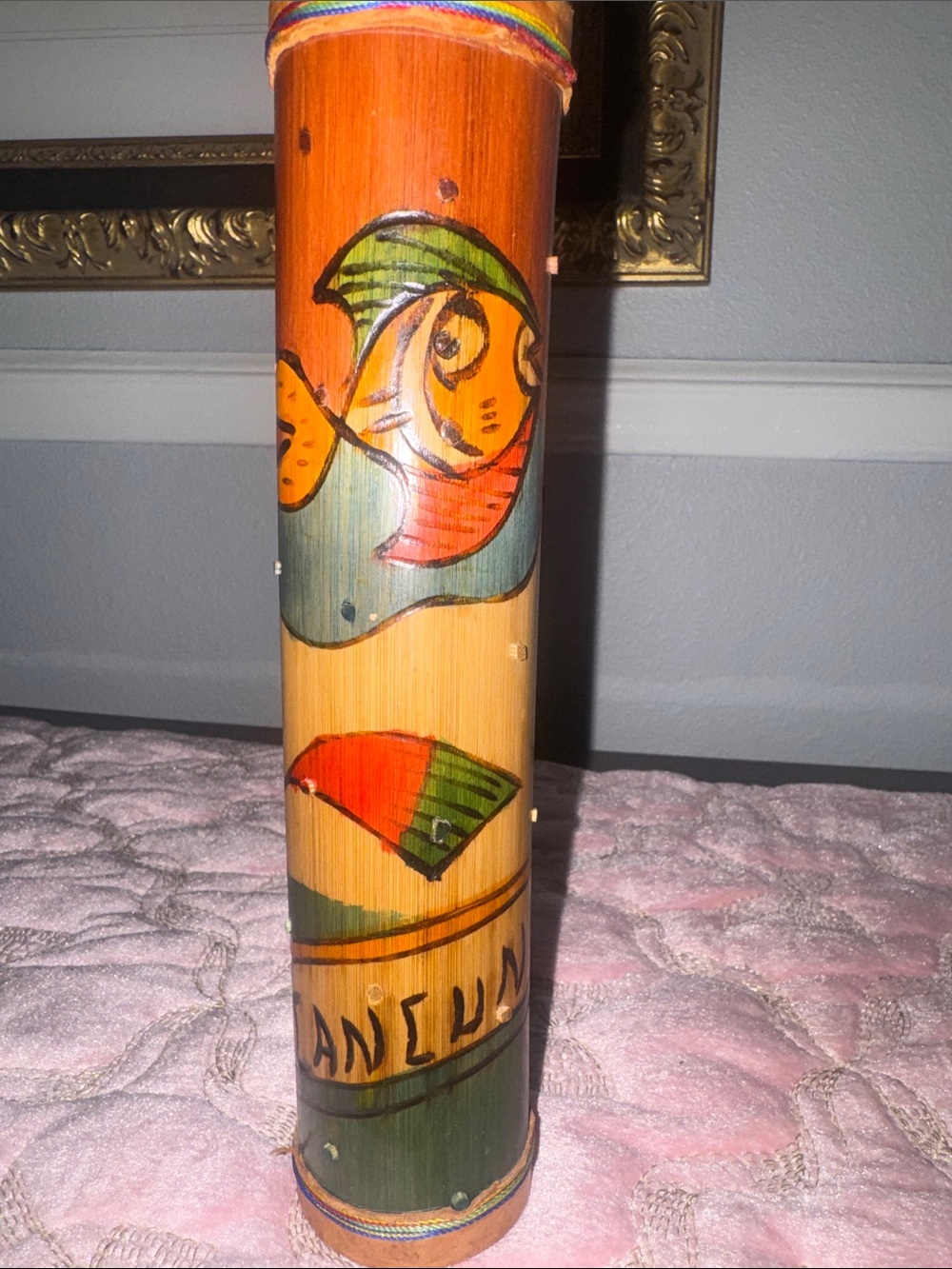 Authentic Hand-Painted Bamboo Rain Stick from Cancun